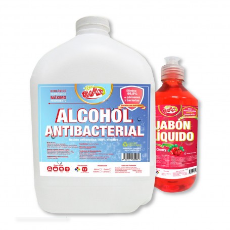 ALCOHOL ANTIBACTERIAL ECOMAX GALÓN + JABÓN LÍQUIDO 500ML