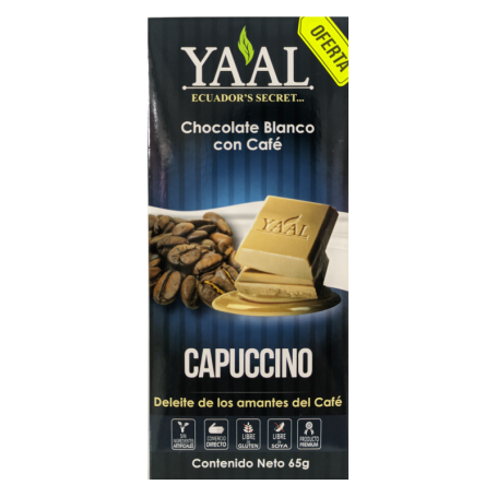 CHOCOLATE BLANCO CON CAFÉ CAPUCCINO BARRA 65GR