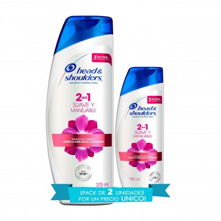 PACK H&S SHAMPOO SUAVE Y MANEJABLE 375ml + 1 SHAMPOO 180ML